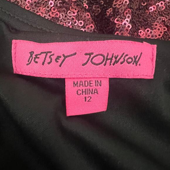 NWT Betsey Johnson Burgundy Ombre Sequin Shift Dress Size 12 - Picture 7 of 10